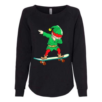 Dabbing Elf Skateboarding Boys Skateboarder Christmas Womens California Wash Sweatshirt