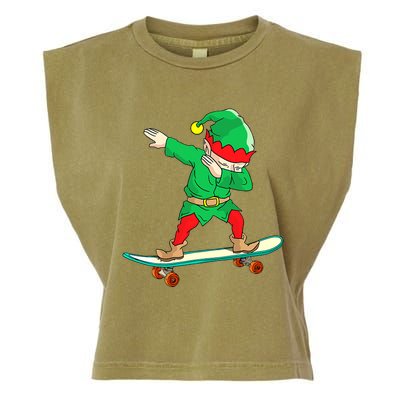 Dabbing Elf Skateboarding Boys Skateboarder Christmas Garment-Dyed Women's Muscle Tee