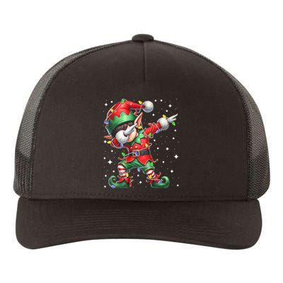 Dabbing Elf Santa Hat Christmas Lights Yupoong Adult 5-Panel Trucker Hat