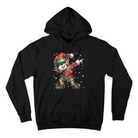 Dabbing Elf Santa Hat Christmas Lights Hoodie