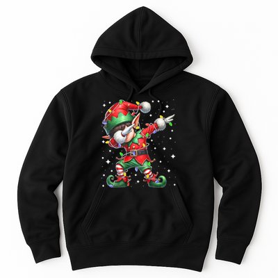 Dabbing Elf Santa Hat Christmas Lights Hoodie