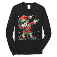 Dabbing Elf Santa Hat Christmas Lights Long Sleeve Shirt