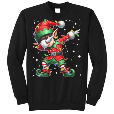 Dabbing Elf Santa Hat Christmas Lights Sweatshirt