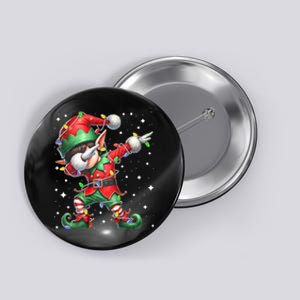 Dabbing Elf Santa Hat Christmas Lights Button