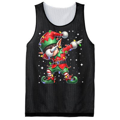 Dabbing Elf Santa Hat Christmas Lights Mesh Reversible Basketball Jersey Tank