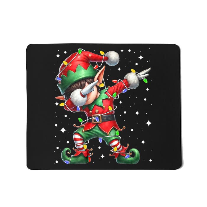 Dabbing Elf Santa Hat Christmas Lights Mousepad