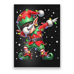 Dabbing Elf Santa Hat Christmas Lights Poster