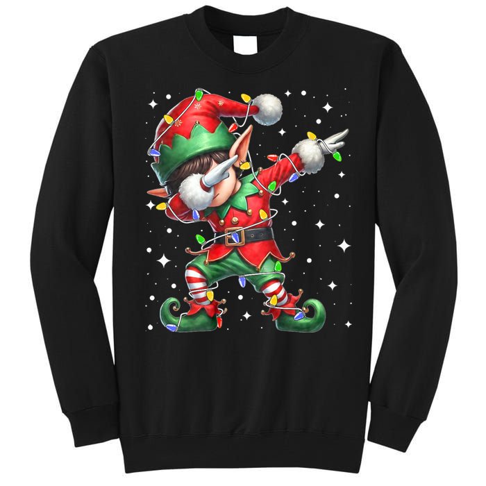 Dabbing Elf Santa Hat Christmas Lights Tall Sweatshirt