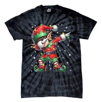 Dabbing Elf Santa Hat Christmas Lights Tie-Dye T-Shirt