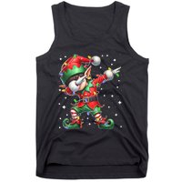 Dabbing Elf Santa Hat Christmas Lights Tank Top