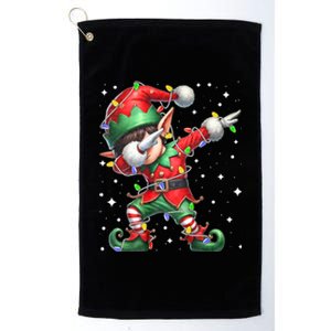 Dabbing Elf Santa Hat Christmas Lights Platinum Collection Golf Towel