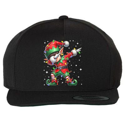 Dabbing Elf Santa Hat Christmas Lights Wool Snapback Cap