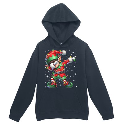 Dabbing Elf Santa Hat Christmas Lights Urban Pullover Hoodie