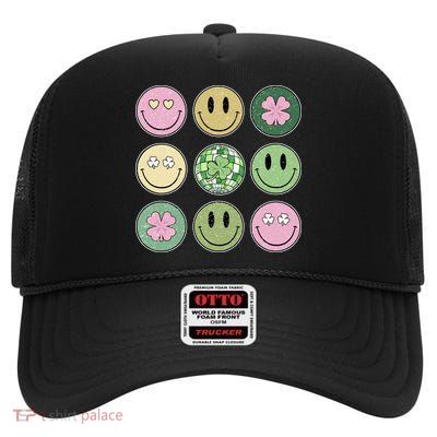 Disco Emoji St Patrick Day Cute High Crown Mesh Back Trucker Hat