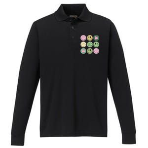 Disco Emoji St Patrick Day Cute Performance Long Sleeve Polo