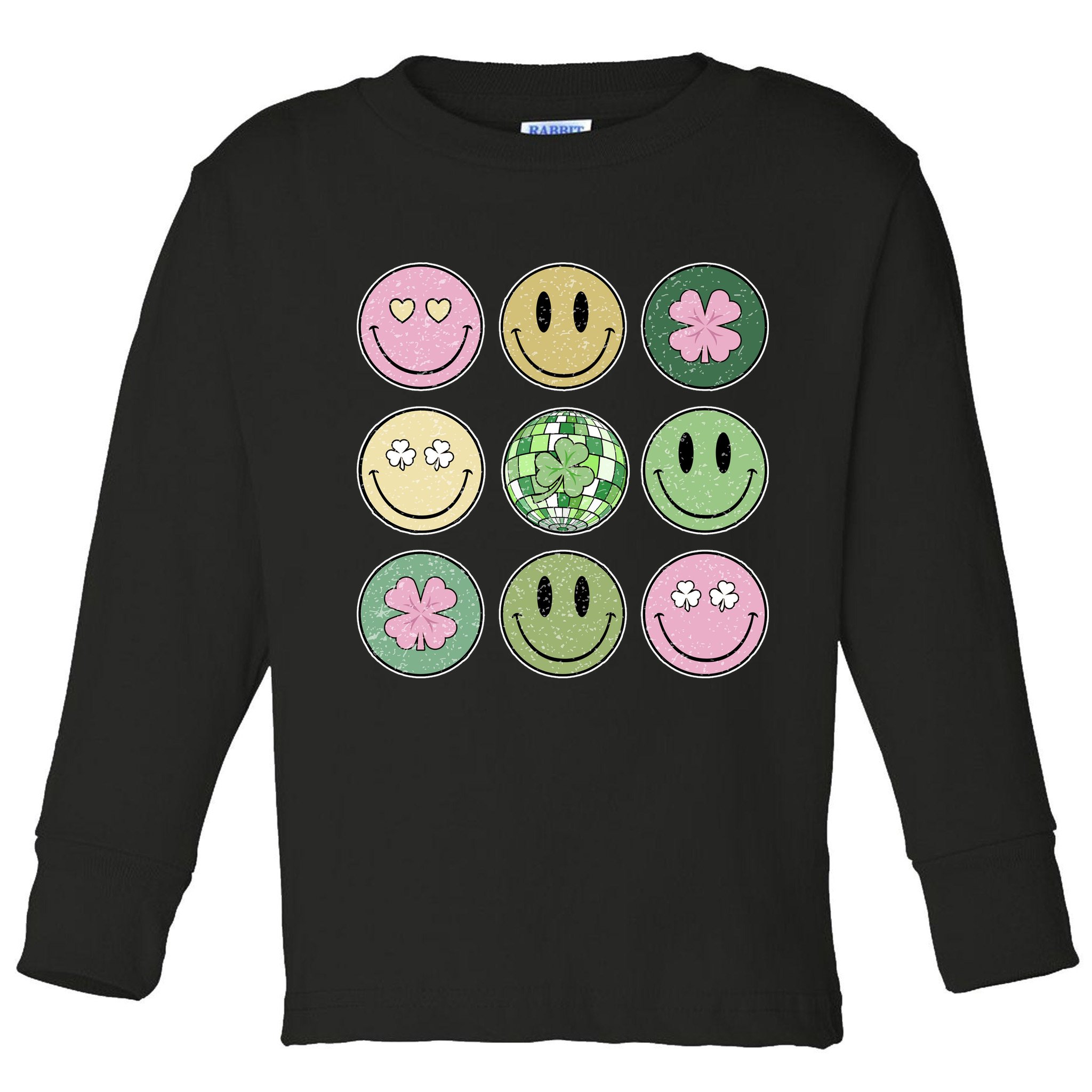Disco Emoji St Patrick Day Cute Toddler Long Sleeve Shirt