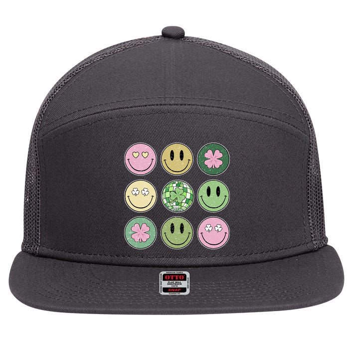 Disco Emoji St Patrick Day Cute 7 Panel Mesh Trucker Snapback Hat