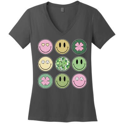 Disco Emoji St Patrick Day Cute Women's V-Neck T-Shirt