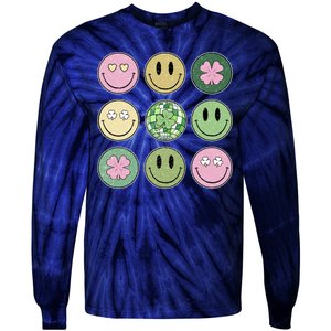 Disco Emoji St Patrick Day Cute Tie-Dye Long Sleeve Shirt