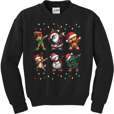 Dabbing Elf Santa Claus Friends Xmas Party Family Matching Kids Sweatshirt