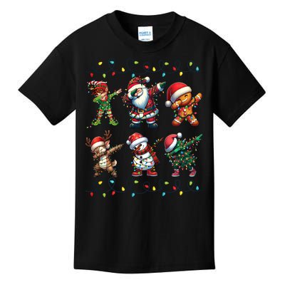 Dabbing Elf Santa Claus Friends Xmas Party Family Matching Kids T-Shirt