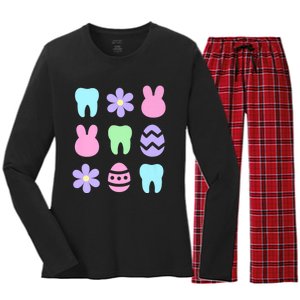 Dental Easter Spring Women's Long Sleeve Flannel Pajama Set 