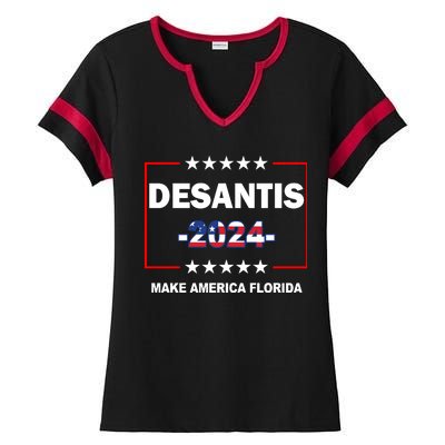 Desaints Make America Florida Ladies Halftime Notch Neck Tee