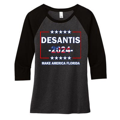 Desaints Make America Florida Women's Tri-Blend 3/4-Sleeve Raglan Shirt