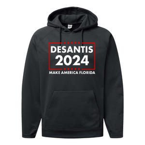 Desantis 2024 Make America Florida Election Logo Performance Fleece Hoodie