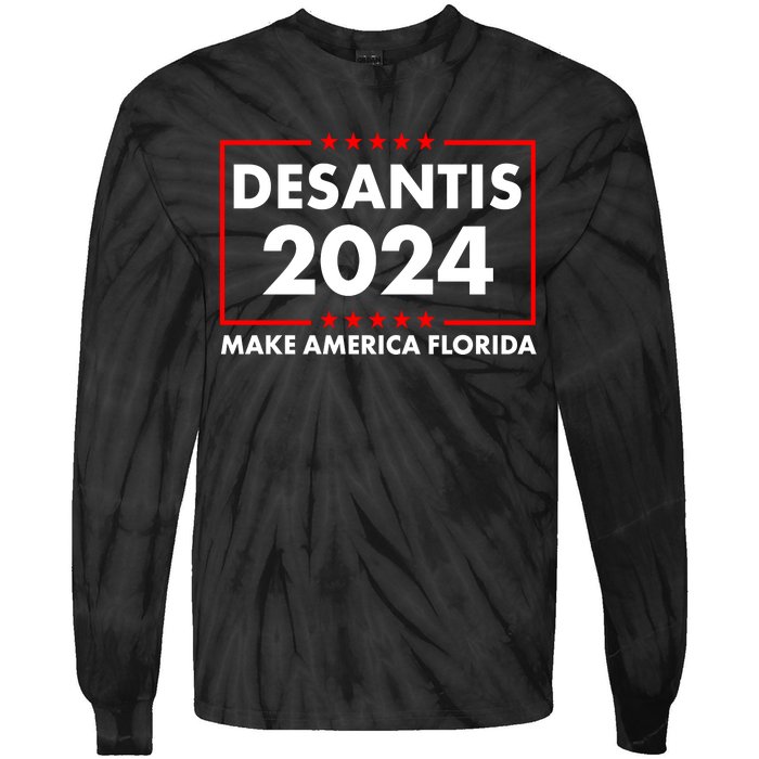 Desantis 2024 Make America Florida Election Logo Tie-Dye Long Sleeve Shirt