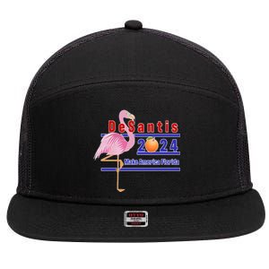 DeSantis 2024 Make America Florida Flamingo 7 Panel Mesh Trucker Snapback Hat