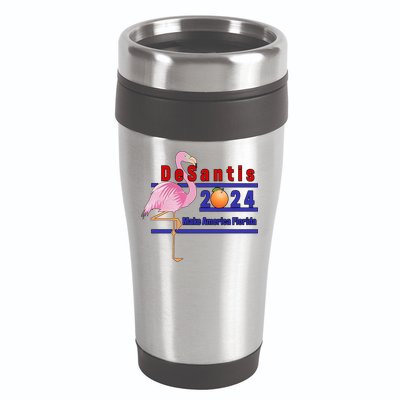 DeSantis 2024 Make America Florida Flamingo 16oz Travel Tumbler
