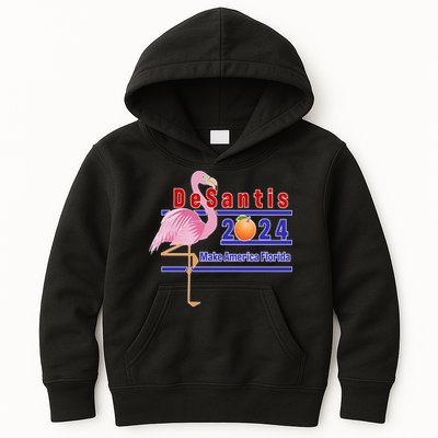 DeSantis 2024 Make America Florida Flamingo Kids Hoodie