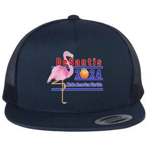 DeSantis 2024 Make America Florida Flamingo Flat Bill Trucker Hat