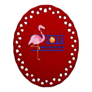 DeSantis 2024 Make America Florida Flamingo Ceramic Oval Ornament