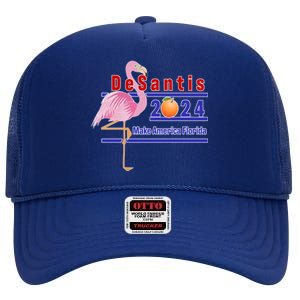 DeSantis 2024 Make America Florida Flamingo High Crown Mesh Back Trucker Hat