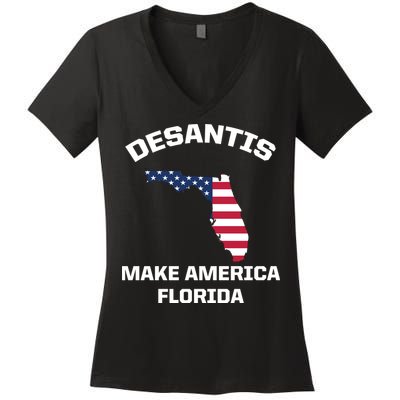 Desantis Make America Florida USA Women's V-Neck T-Shirt