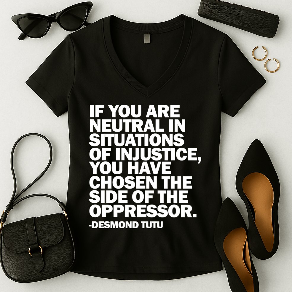 Desmond Tutu Justice Quote  Women's V-Neck T-Shirt