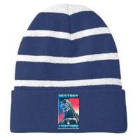 Destroy Everything Election Striped Beanie with Solid Band