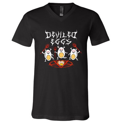 Deviled Eggs Thanksgiving Funny V-Neck T-Shirt