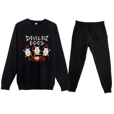 Deviled Eggs Thanksgiving Funny Premium Crewneck Sweatsuit Set