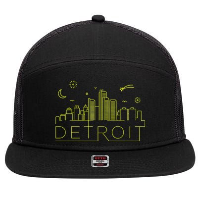 Detroit City Silhouette 7 Panel Mesh Trucker Snapback Hat