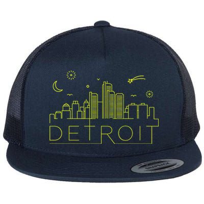 Detroit City Silhouette Flat Bill Trucker Hat