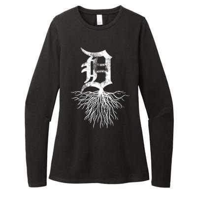 Detroit D Roots Michigan Born Rooted Womens CVC Long Sleeve Shirt