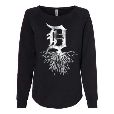 Detroit D Roots Michigan Born Rooted Womens California Wash Sweatshirt