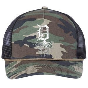 Detroit D Roots Michigan Born Rooted Retro Rope Trucker Hat Cap