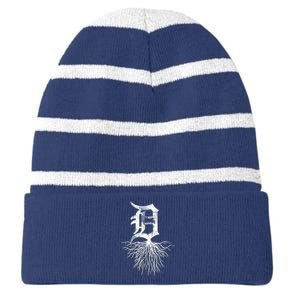 Detroit D Roots Michigan Born Rooted Striped Beanie with Solid Band