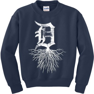 Detroit D Roots Michigan Born Rooted Kids Sweatshirt