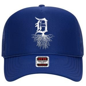 Detroit D Roots Michigan Born Rooted High Crown Mesh Back Trucker Hat