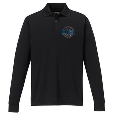 Detroit Emblem Since 1707 Performance Long Sleeve Polo